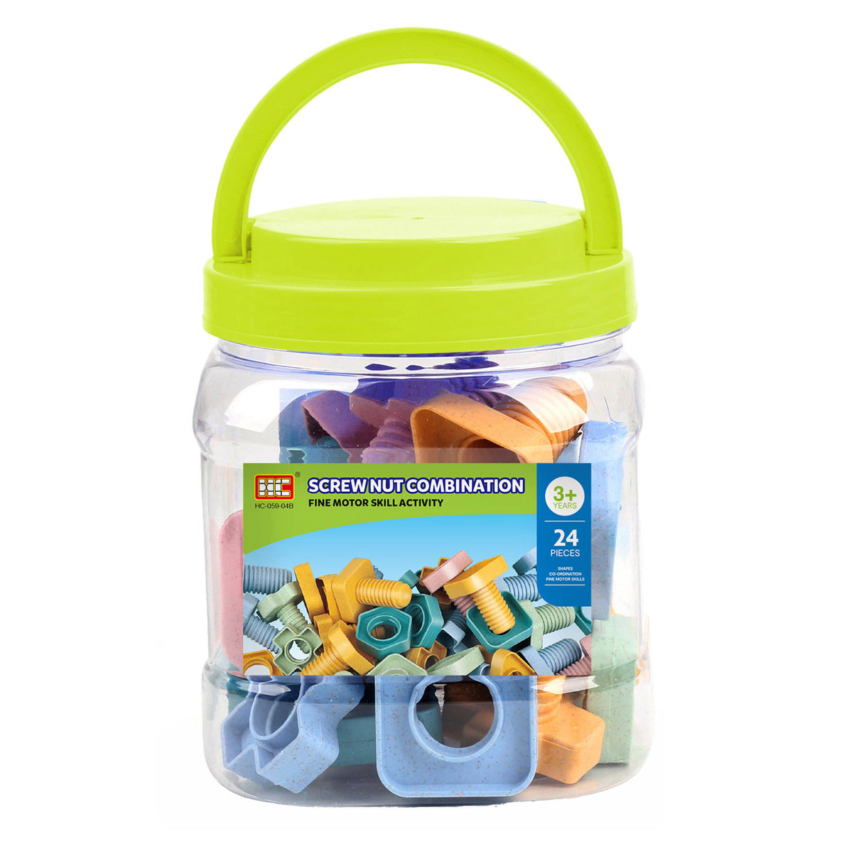 Construction screws pastel in storage box, 24-piece.