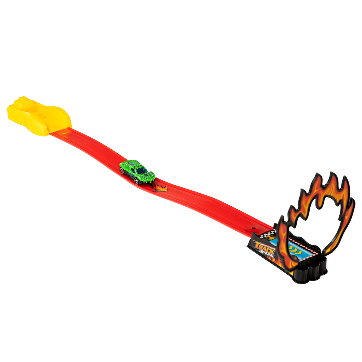 Car launch set with ramp and fire ring