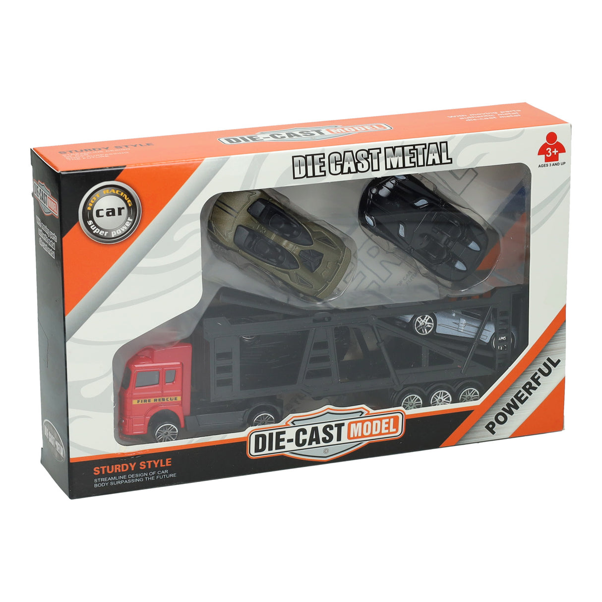 Die-Cast Transporter with 4 metal cars