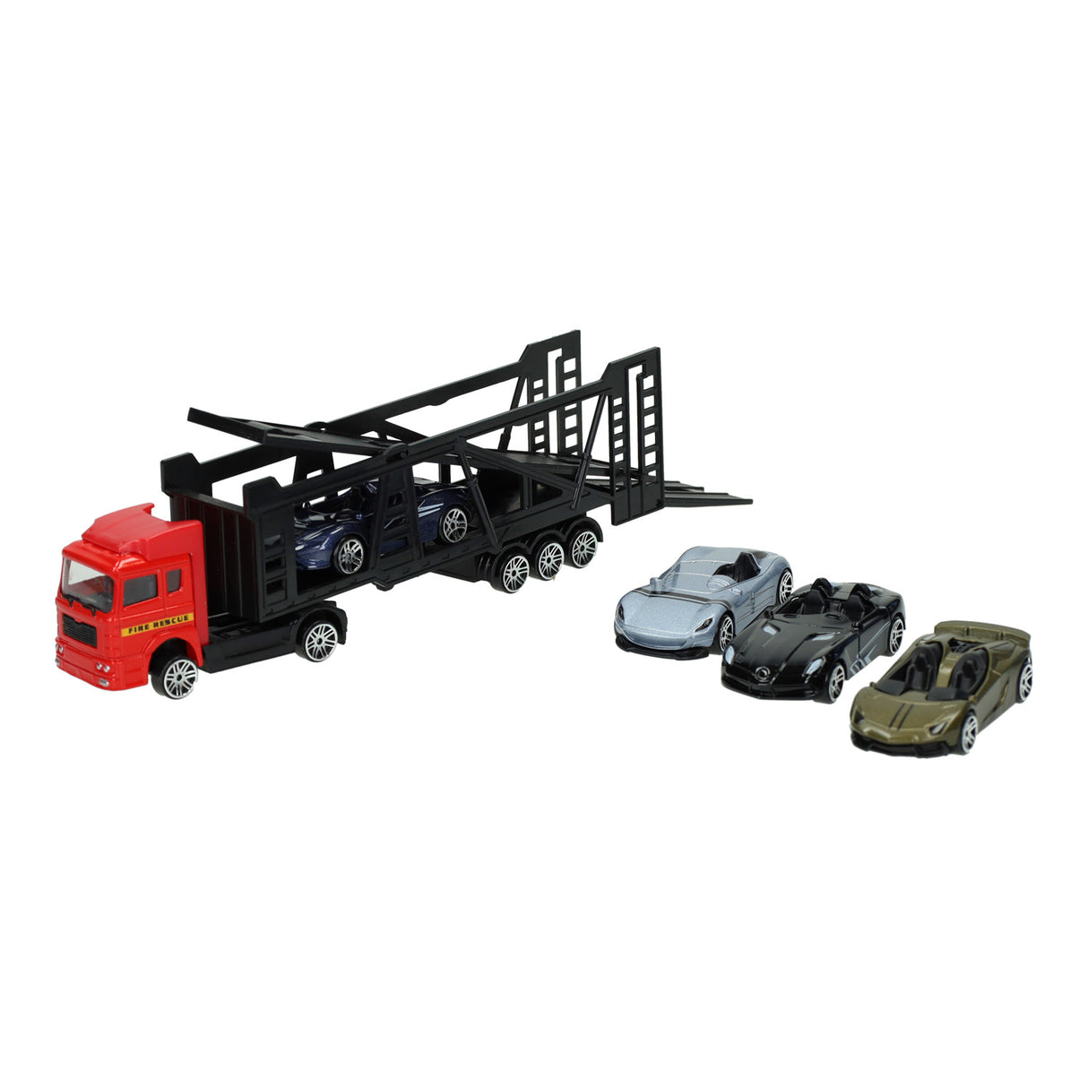 Die-Cast Transporter with 4 metal cars