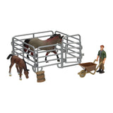 Playset cavalos com zelador - marrom cinza