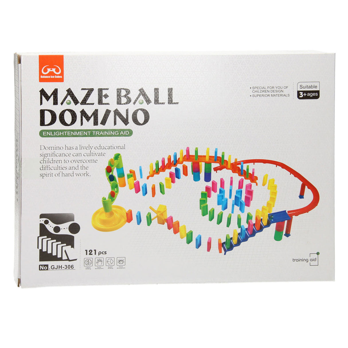 Marble track domino set, 121 pieces.