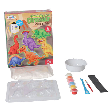 Gieten schilderen glow in the dark dino's