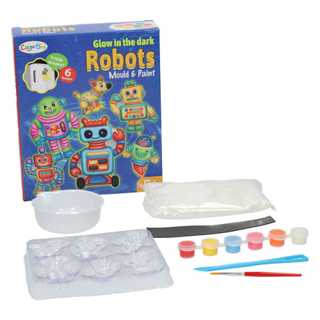 Lobbes gieten schilderen glow in the dark robots