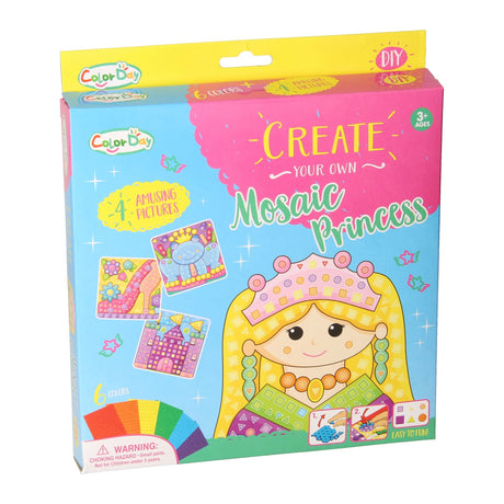 Making a mosaic princess craft set, 4 plates