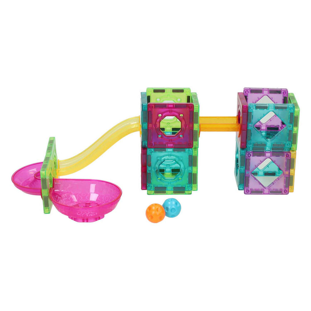 Magnetic marble track construction set - 61 pieces.