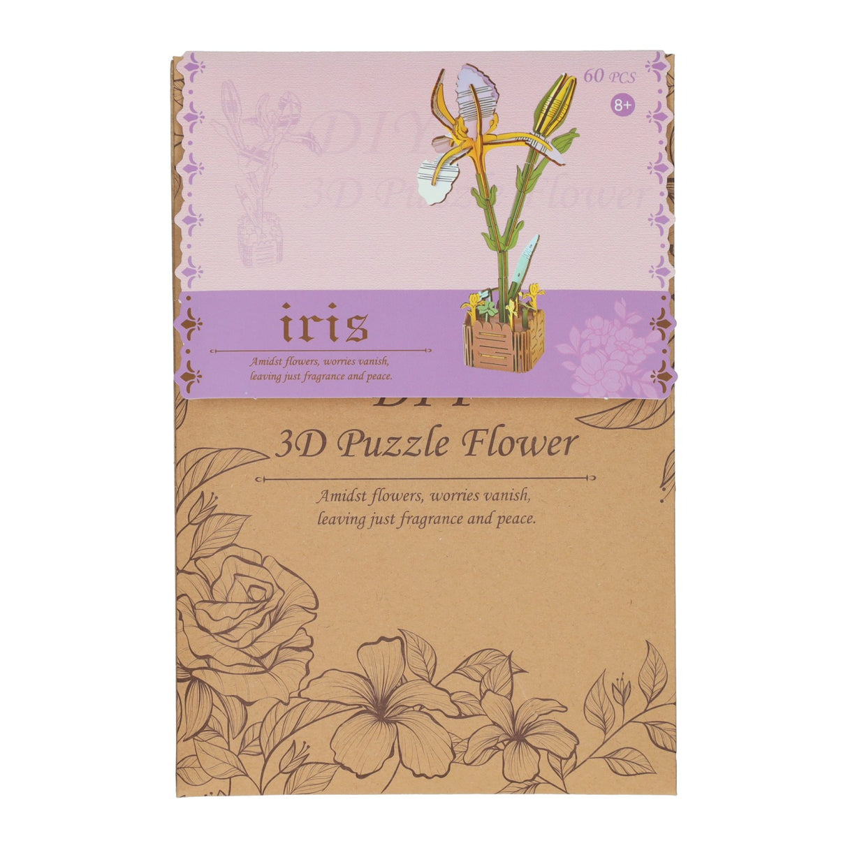 Wooden 3D construction kit iris - 60 parts.