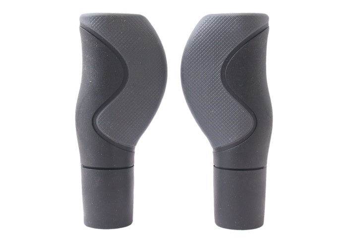 Ergonomisk håndtakssett - 2 komponenter - 130 130mm - Black Grey - Med Cutting Edge - Bar -end Cap