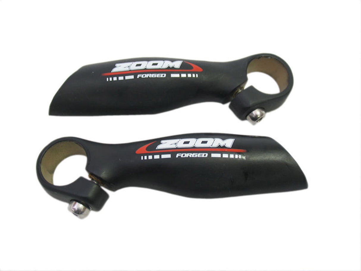 Zoom Handvat bar-end Anatomische vorm 1 set (2 bar ends) 22,2 mm doorsnede Aluminium 138 gr paar Zwart