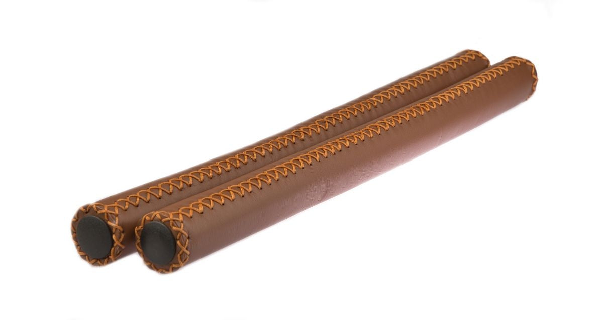 Steering handles leather 40 cm Ø2 cm brown per set