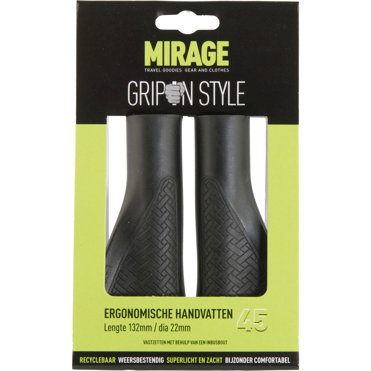 Ręce rowerowe Mirage - ergonomiczne, czarne, 132 mm