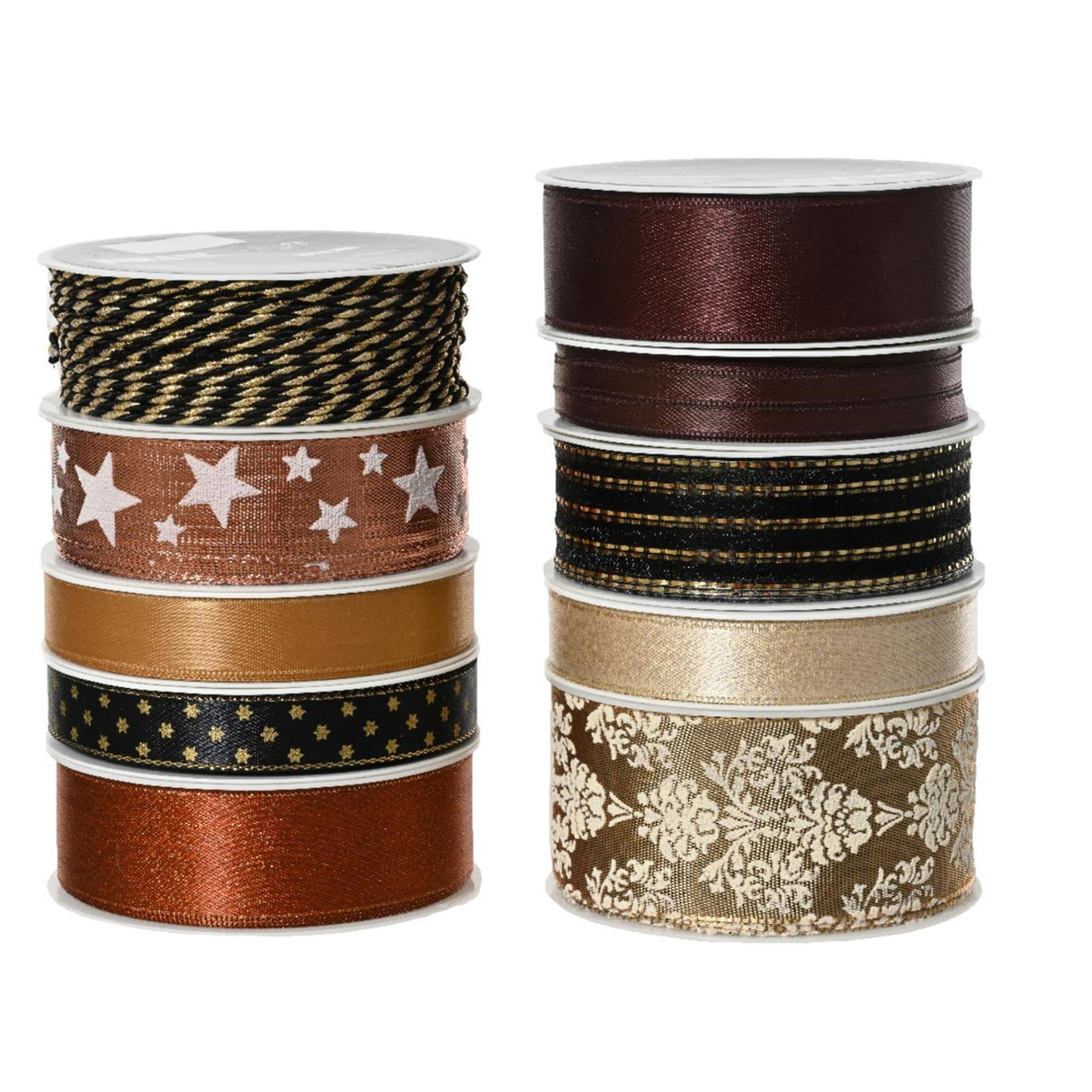 Decoris ribbon polyester 10 assorted black gold