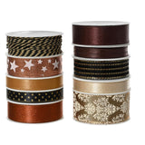 Decoris ribbon polyester 10 assorted black gold