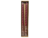 Decoris dinner candle swirl oxblood glitter 2 pcs