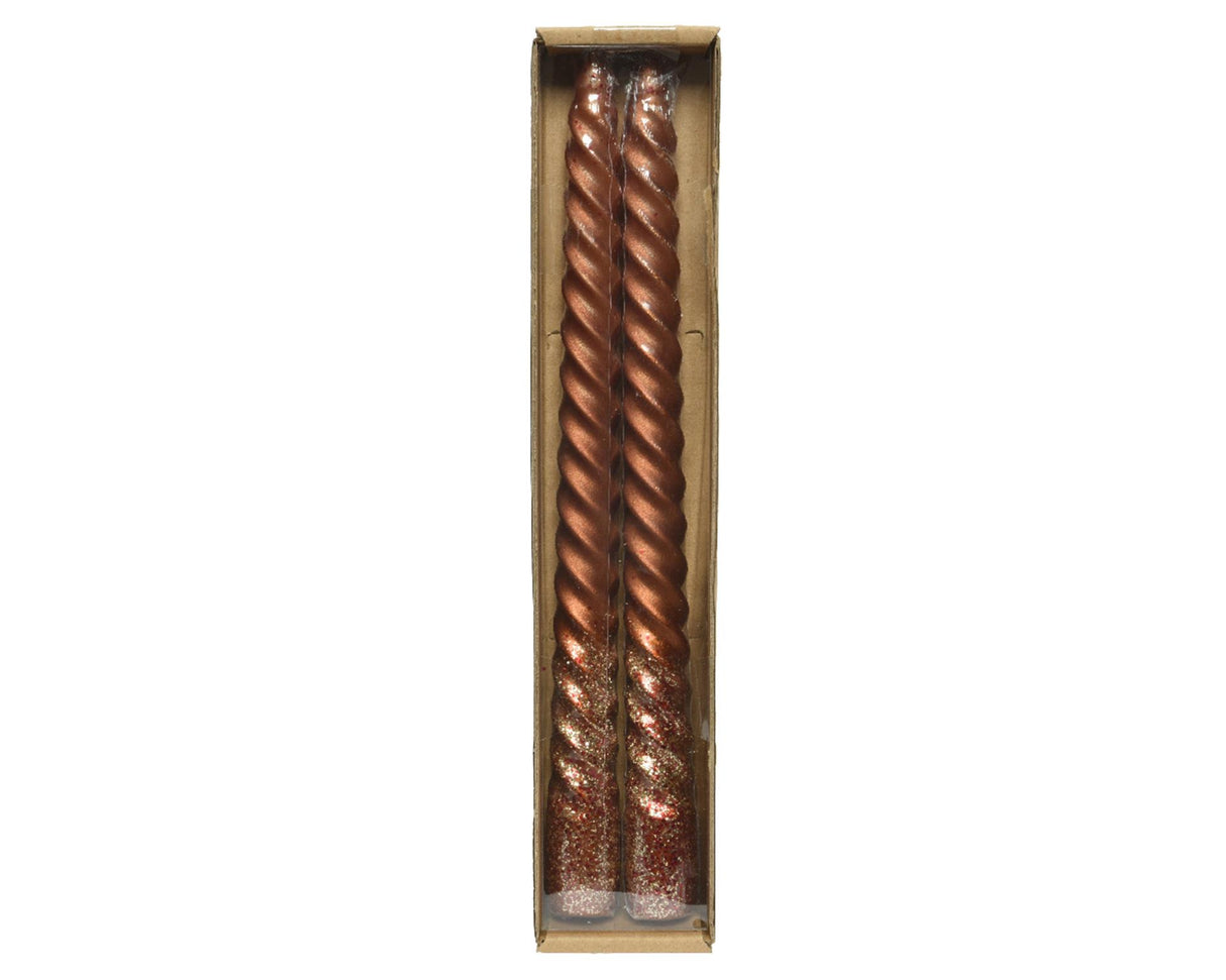 Decoris dinner candle swirl cinnamon glitter 2 pieces