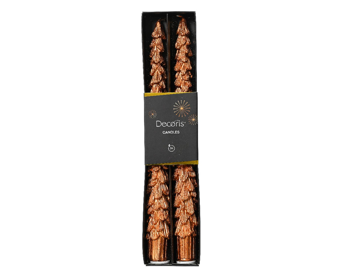 Decoris dinner candle Christmas tree copper 25cm 2-piece