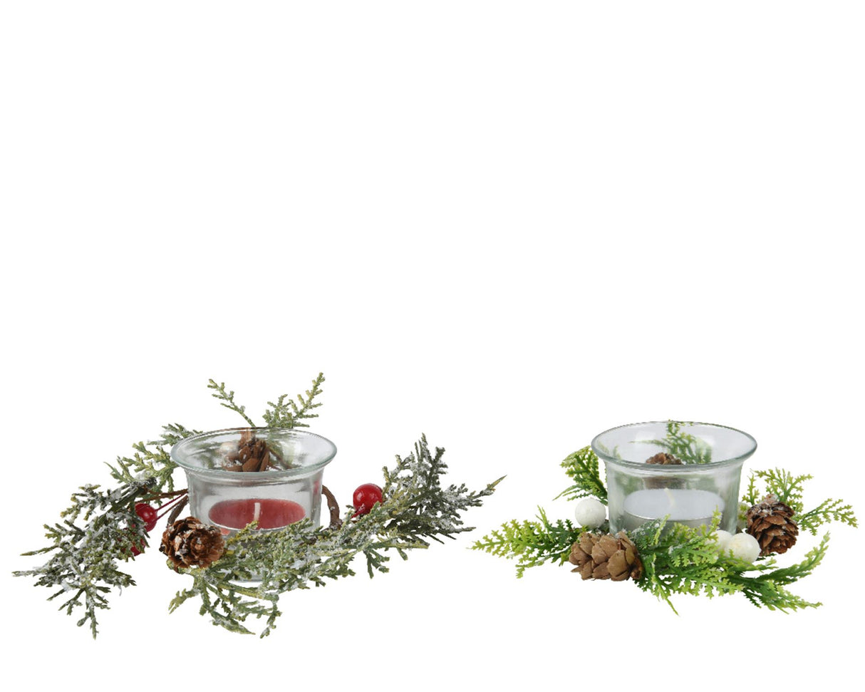Decoris tealight holder with pine green