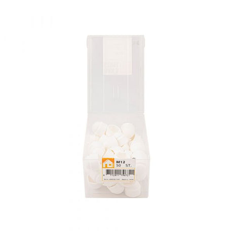 Cover cap nut m12 white plastic tub 50 pcs.