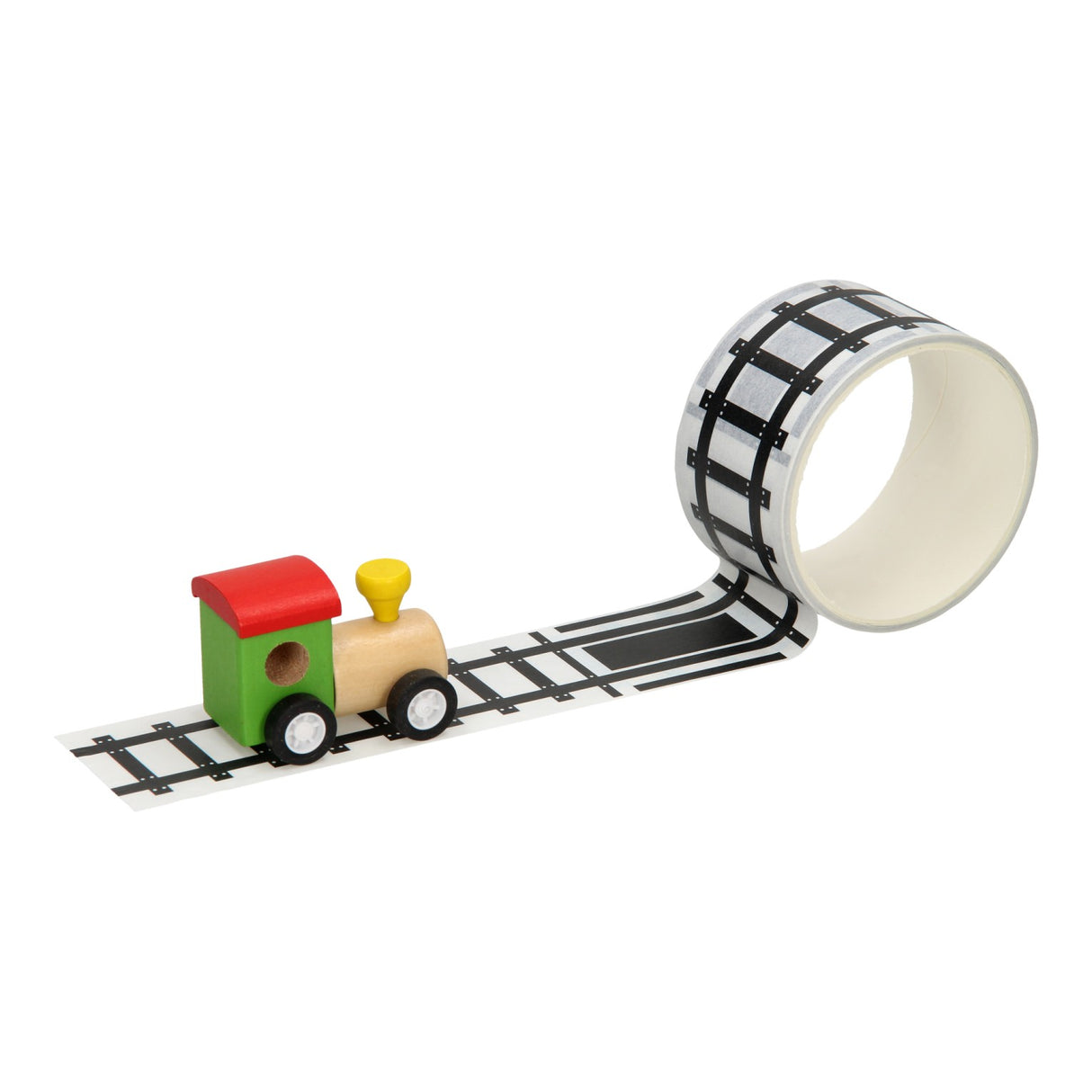 Wooden train with road tape, 8mtr