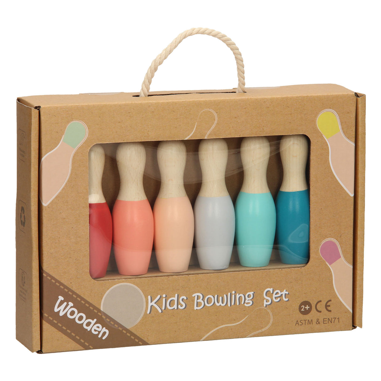 Träbarns bowlinguppsättning - pastell