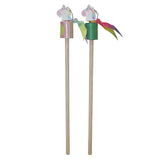 Wooden stick with unicorn dance ribbon