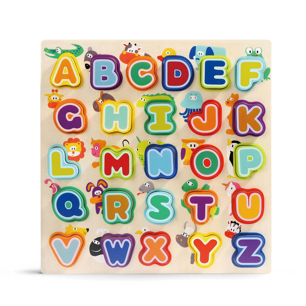 Tiefere Holzpuzzletiere und Alphabet, 30..