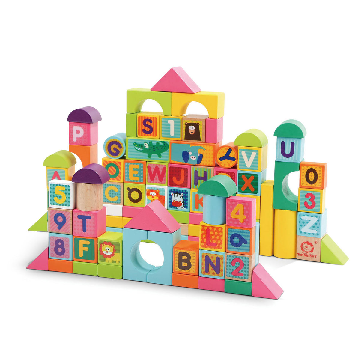 Topbright Wooden bloque des lettres et des chiffres, 123dlg.