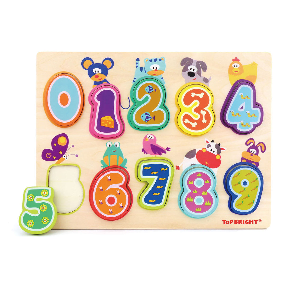 Topbright Wooden Puzzle Animaux et chiffres, 10e.