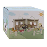 Wooden Horse Stable Playing set portatile, 13dlg.