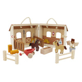 Wooden horse stable playing set Portable, 13dlg.