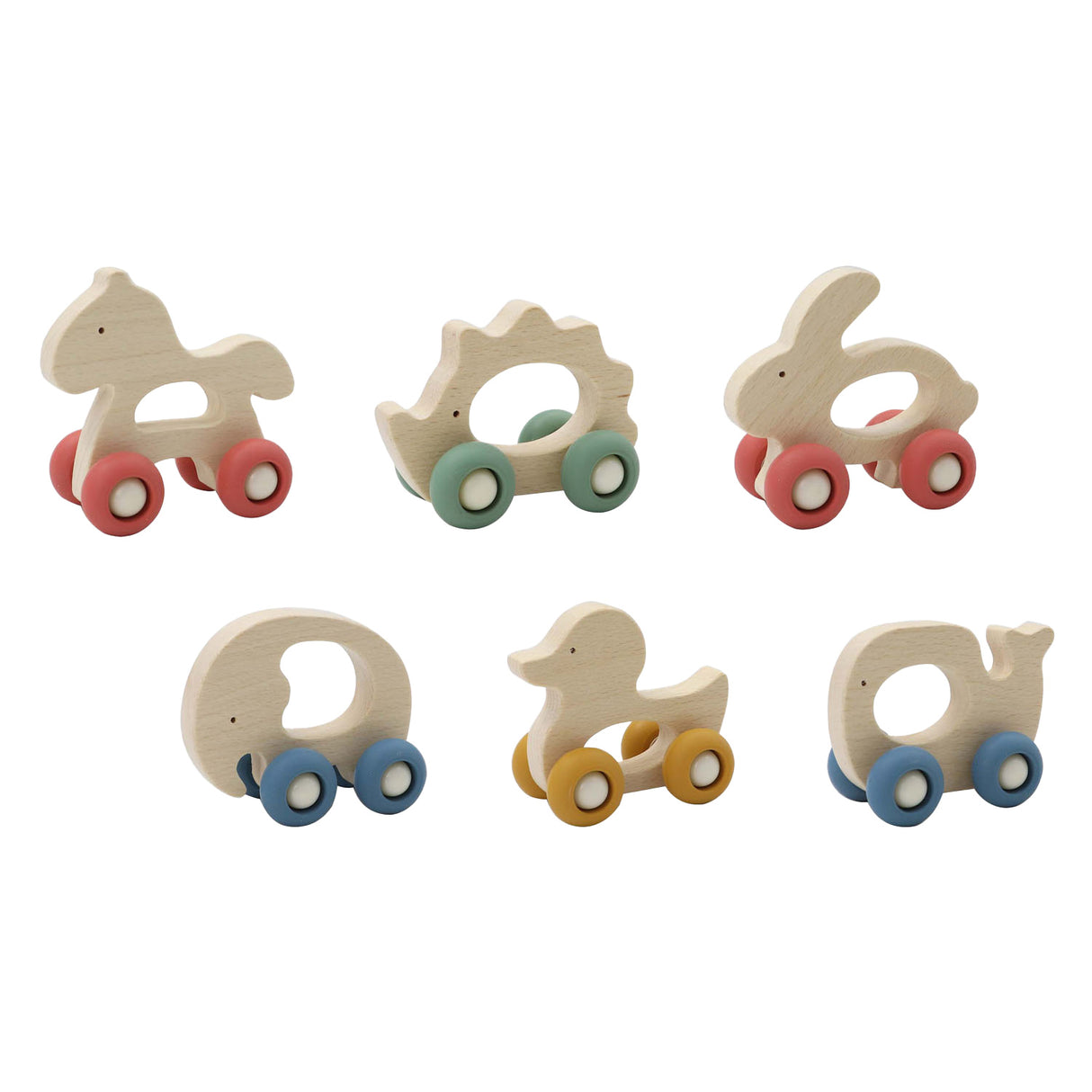 Wooden grip animal on wheels