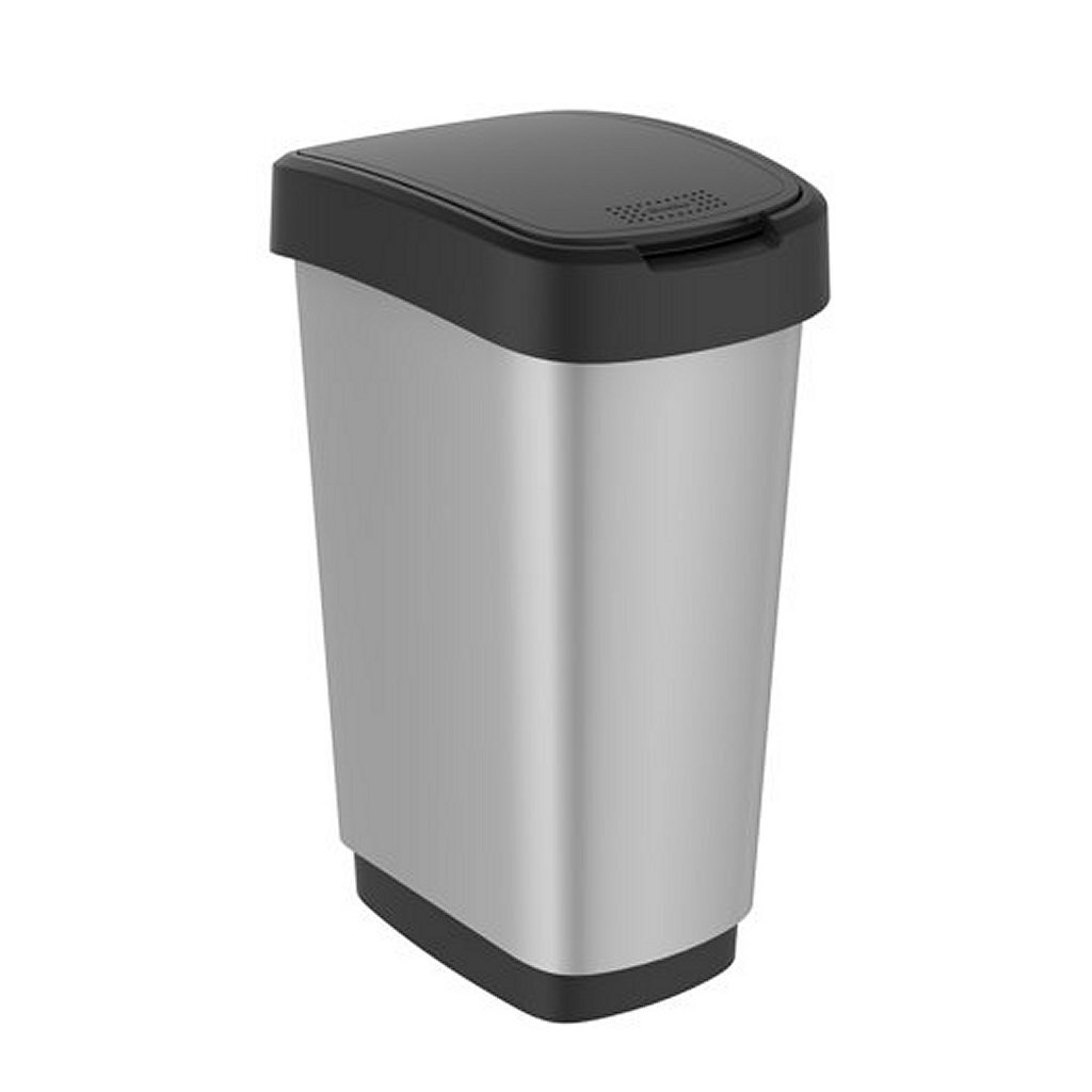 Rotho Twist Waste Bin 50L Silver Metallic