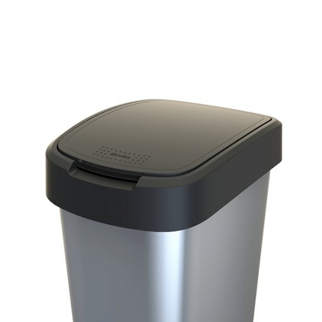 Rotho Twist Waste Bin 50L Silver Metallic