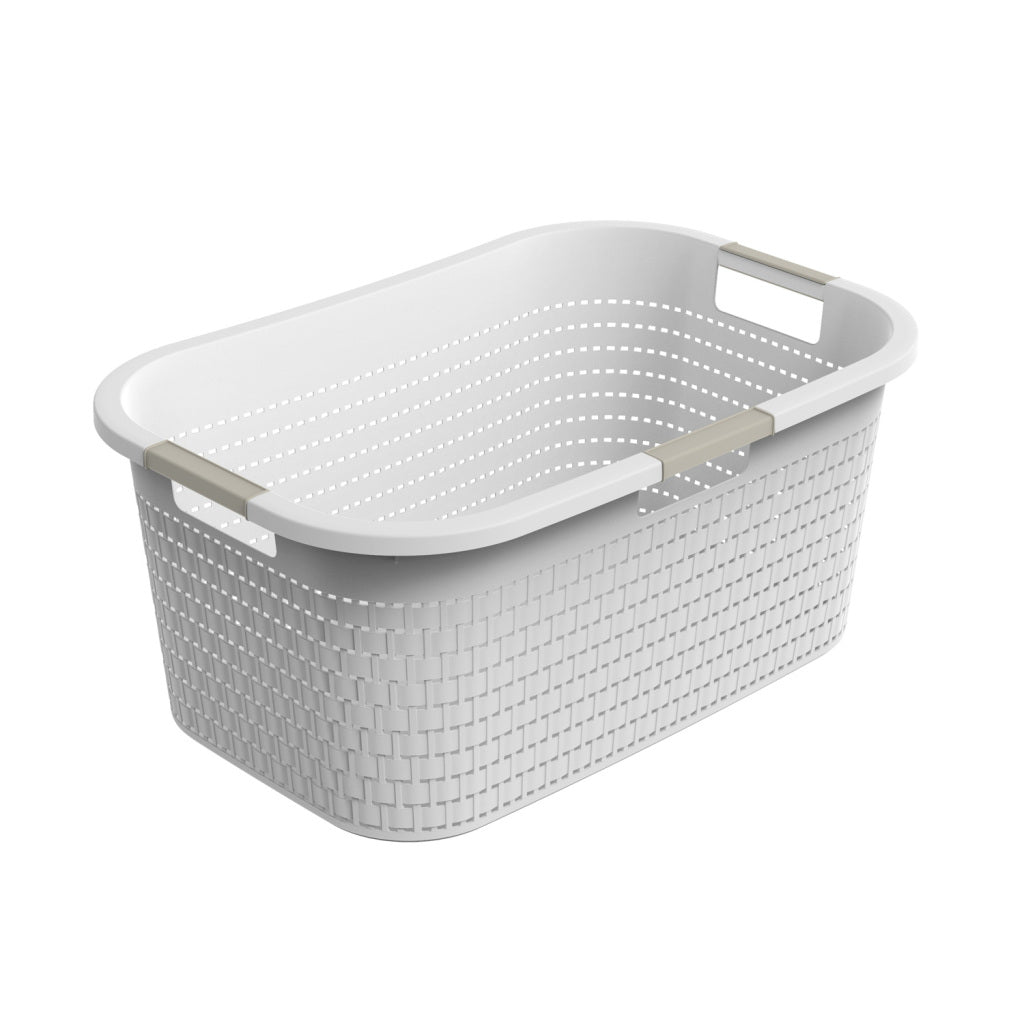 Rotho Country Laundry Basket 40L White