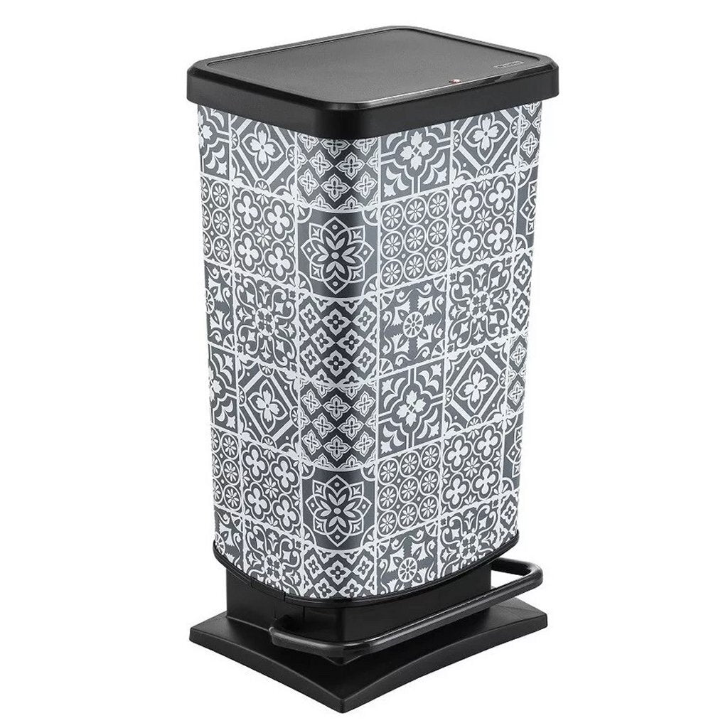 Rotho Paso Pedal Bin Tiles 40L Gris Negro