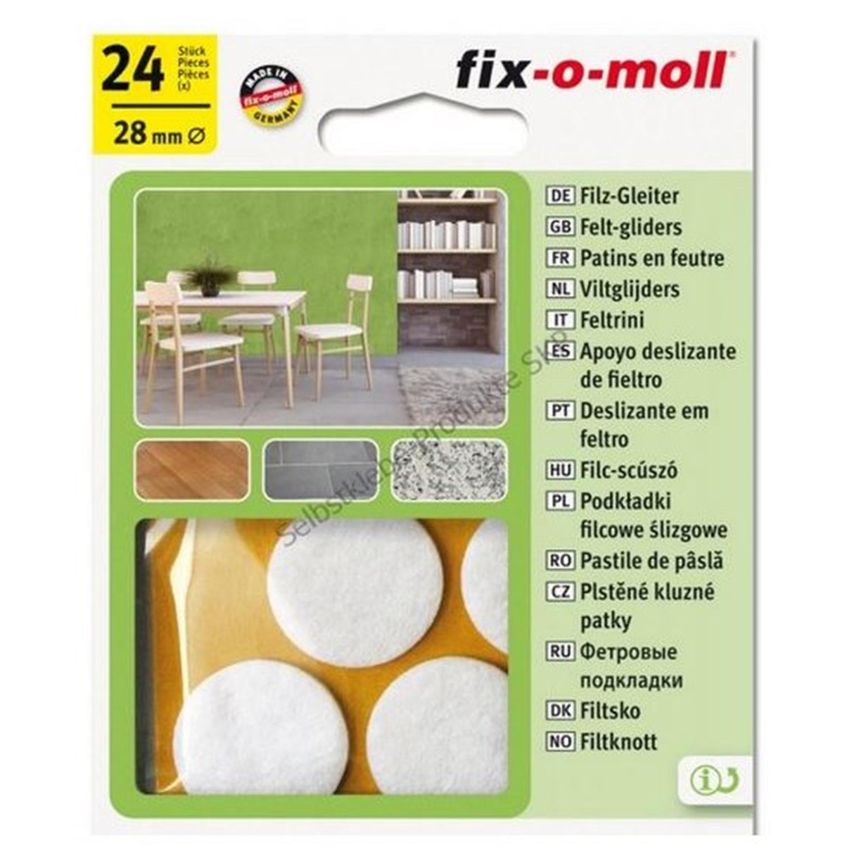 Fix-o-moll felt glider ø28mm white