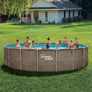 Summer waves pool elite ram 610 x 122 cm mörk trippel korgväv + filterpump