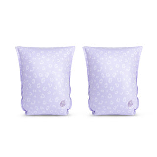 Bunriachtanacha snámha - bannaí muinchille snámha le cló liopard - sciatháin snámha - 15-30 kg - 2-6 bliana - PVC - lilac bán