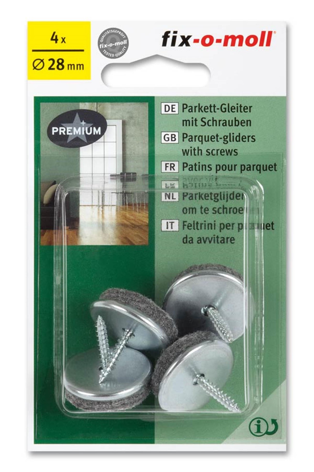 Fix-o-moll felt glider with screw ø28mm