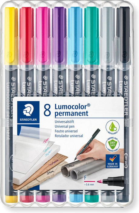 Staedtler lumocolor permanentinis rašiklis f 318 - dėžutė su 8 spalvomis