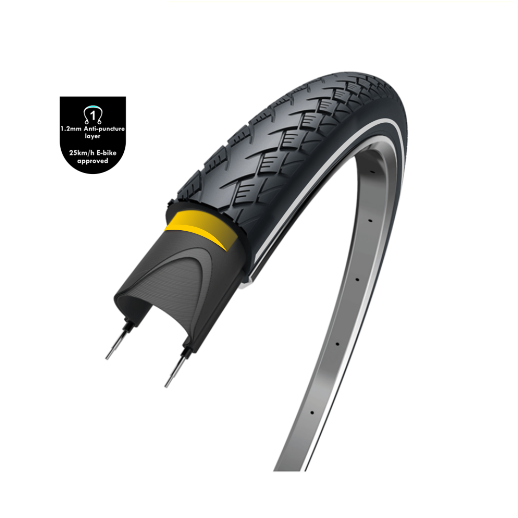 Wolff metro elite (1.2mm anti-puncture layer), black with reflection, 26x1.75, etrto 47-559,
