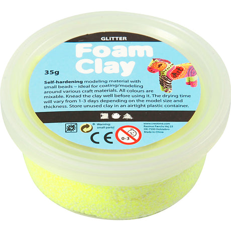 Foam clay ®, třpytky, žlutá, 35 gr 1 krabička