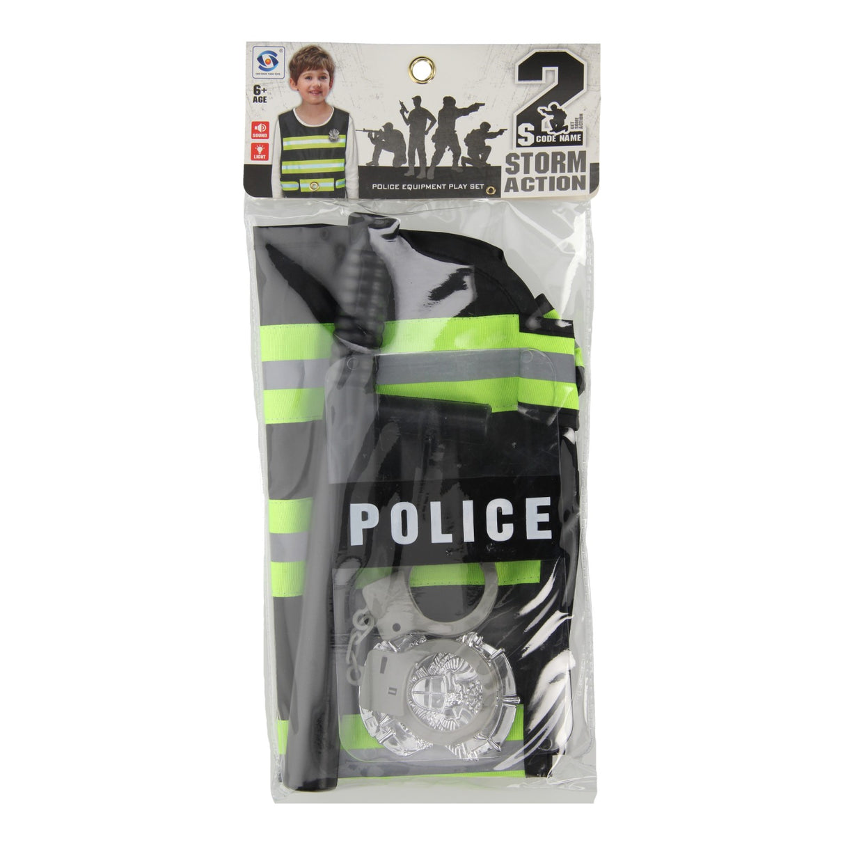 Police set with baton and handcuffs, 4 pcs.