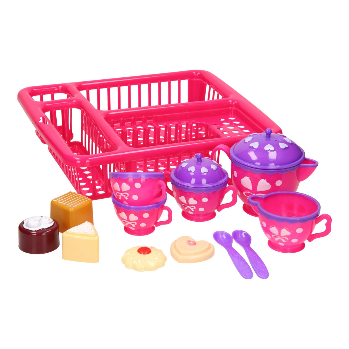 Tea set in drain rack