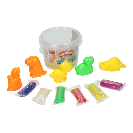 Lobbes kleiset in opbergbox dino vormen - 6 kleuren klei