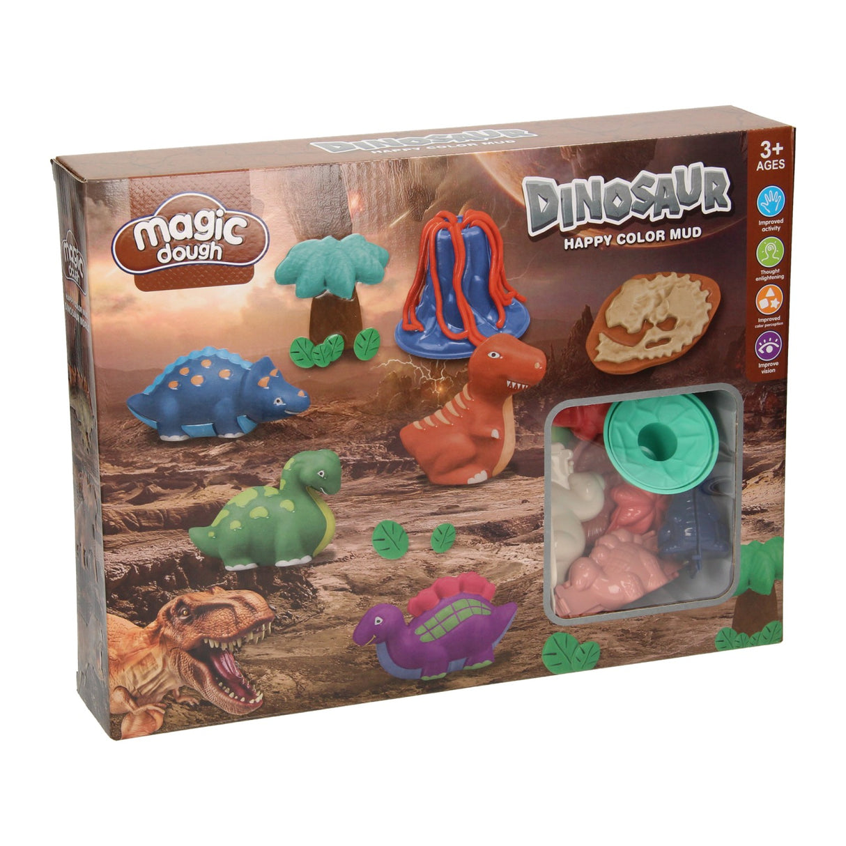 Clay set dino world - 6 clay pots