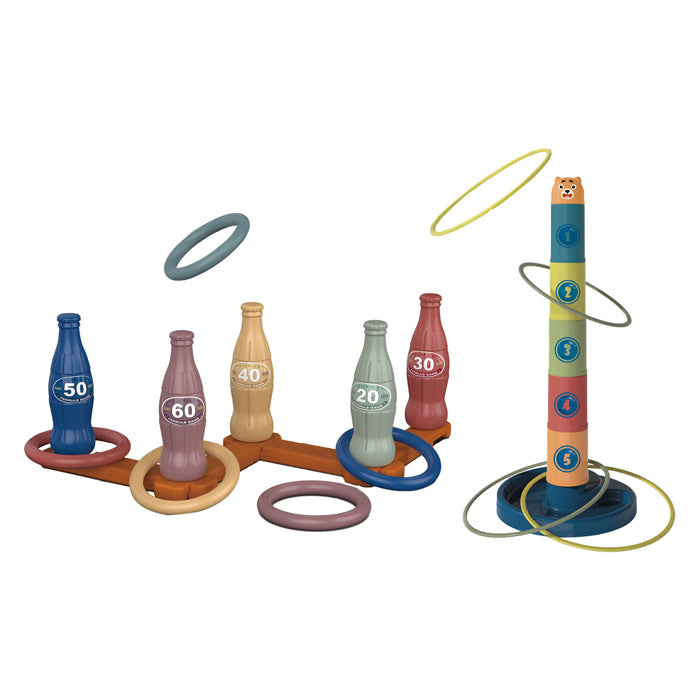 Ring toss game and stacking tower 2 in 1