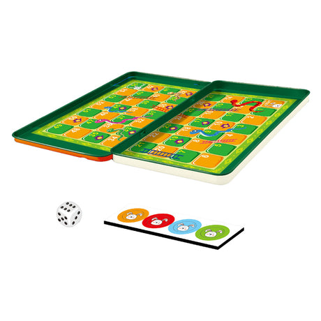 Slangen- en ladderspel magnetisch in blik