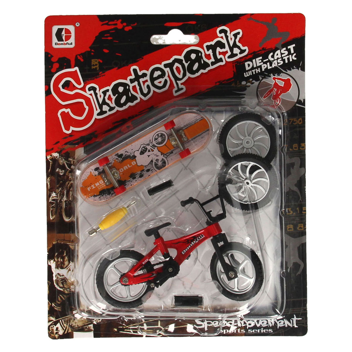 Vinger stuntfiets met accessoires