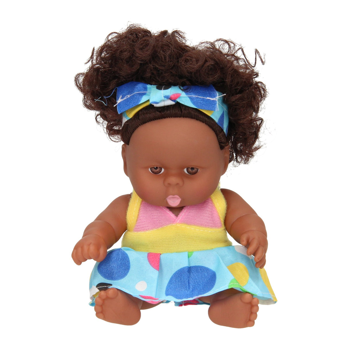 Boneca cachos com vestido, 22cm